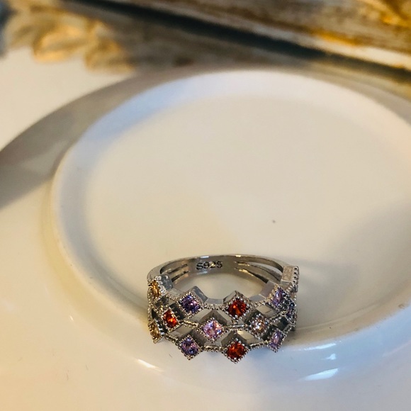 ❣️ Last One❣️ Pink Sapphire, Amethyst, Topaz Ring - Picture 4 of 6